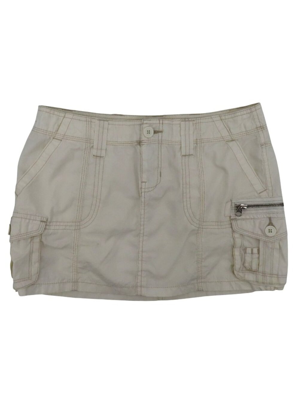 Aeropostale Juniors 3 Women 4 Solid Cream Cargo Utility Mini Skirt Pockets Y2K